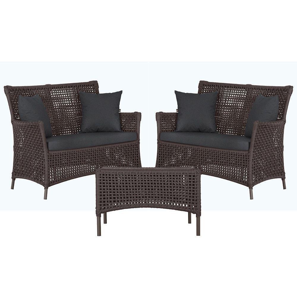 2 Sofás E Mesa Igapó Alumínio Marrom Corda Náutica E11 Trama Marrom - 1