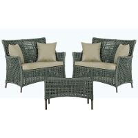 2 Sofás E Mesa Igapó Alumínio Marrom Corda Náutica E7 Trama Verde - 1