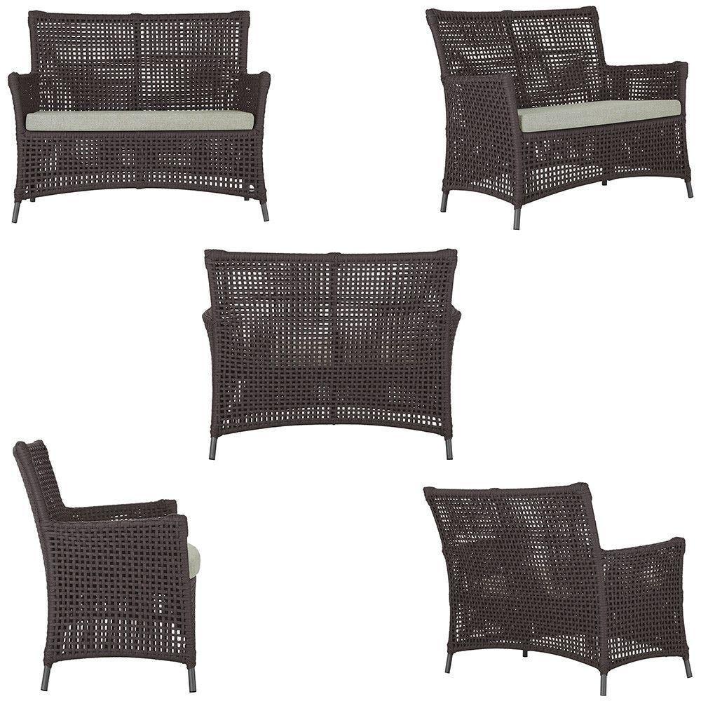 2 Sofás E Mesa Igapó Alumínio Preta Corda Náutica E3 Trama Marrom - 3