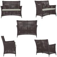 2 Sofás E Mesa Igapó Alumínio Preta Corda Náutica E3 Trama Marrom - 3