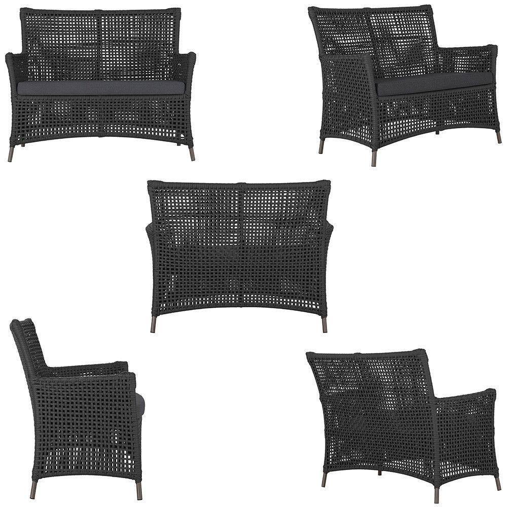 2 Sofás E Mesa Igapó Alumínio Marrom Corda Náutica E11 Trama Preto - 3