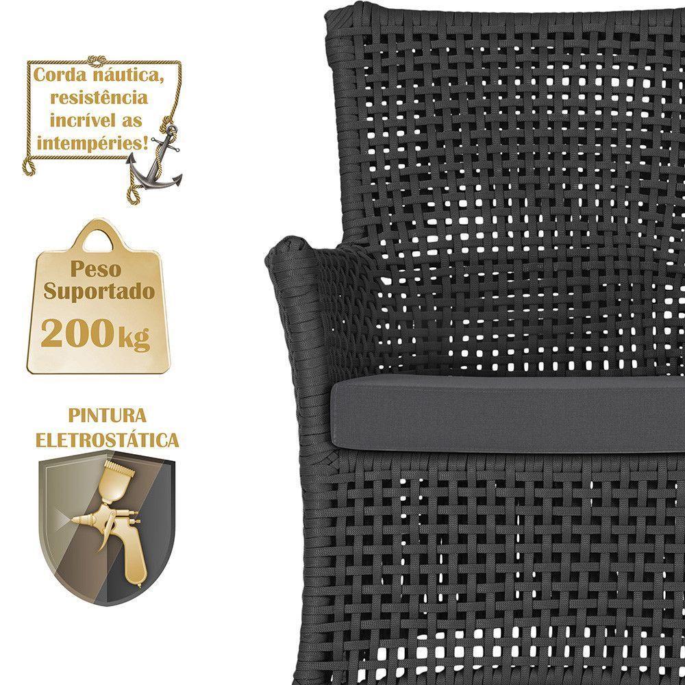 2 Sofás E Mesa Igapó Alumínio Marrom Corda Náutica E11 Trama Preto - 4