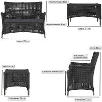 2 Sofás E Mesa Igapó Alumínio Marrom Corda Náutica E11 Trama Preto - 6
