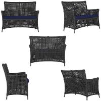 2 Sofás E Mesa Igapó Alumínio Preta Corda Náutica E10 Trama Preto - 3