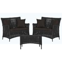 2 Sofás E Mesa Igapó Alumínio Preta Corda Náutica E9 Trama Preto - 1