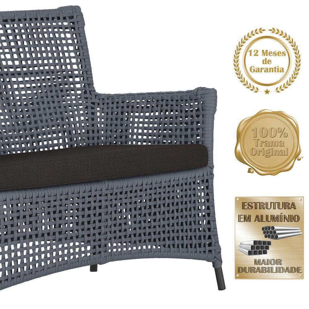 2 Sofás E Mesa Igapó Alumínio Preta Corda Náutica E9 Trama Prata - 5