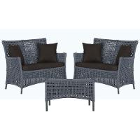 2 Sofás E Mesa Igapó Alumínio Preta Corda Náutica E9 Trama Prata - 1