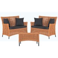 2 Sofás E Mesa Igapó Alumínio Preta Corda Náutica E11 Trama Terra Cota - 1