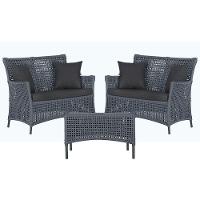 2 Sofás E Mesa Igapó Alumínio Preta Corda Náutica E11 Trama Prata - 1