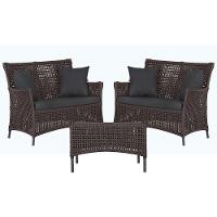 2 Sofás E Mesa Igapó Alumínio Preta Corda Náutica E11 Trama Marrom - 1