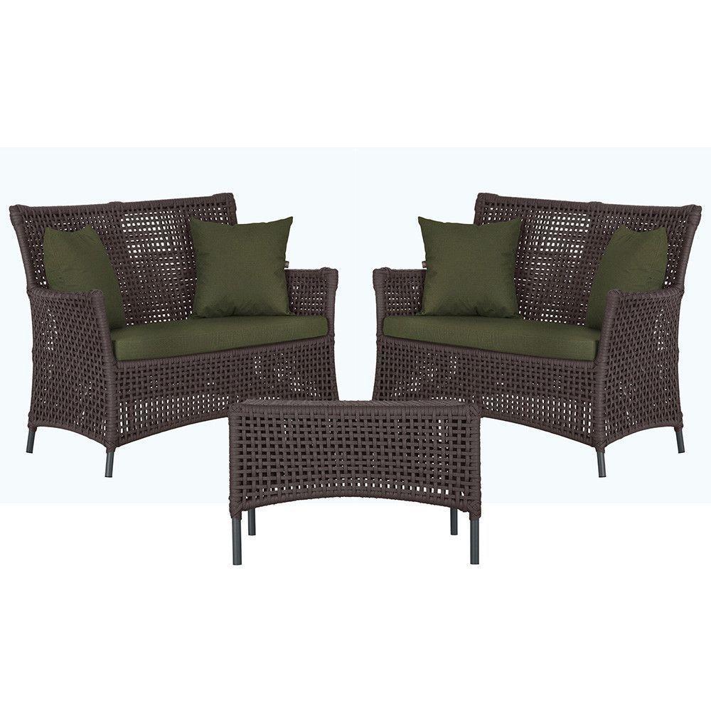 2 Sofás E Mesa Igapó Alumínio Preta Corda Náutica E13 Trama Marrom - 1