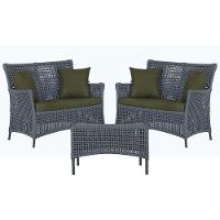 2 Sofás E Mesa Igapó Alumínio Preta Corda Náutica E13 Trama Prata - 1