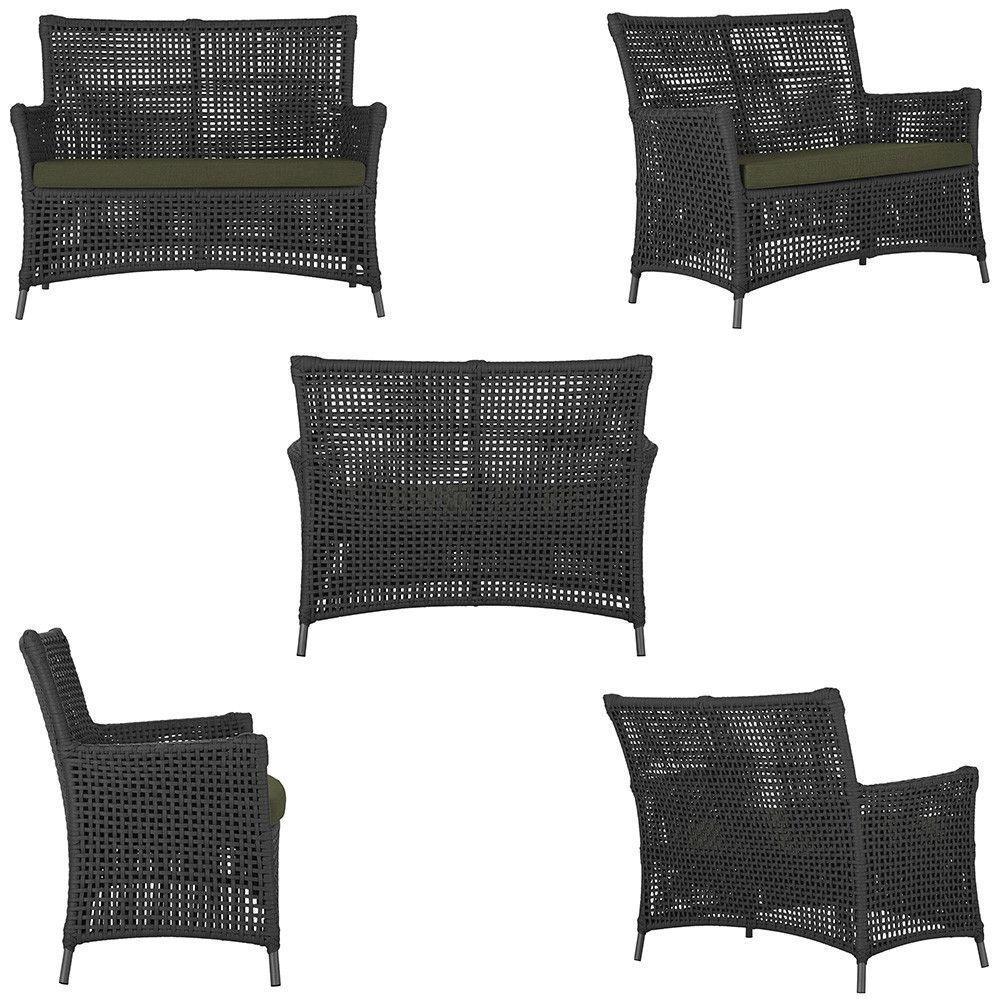 2 Sofás E Mesa Igapó Alumínio Preta Corda Náutica E13 Trama Preto - 3