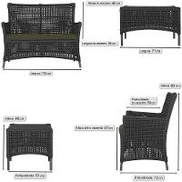 2 Sofás E Mesa Igapó Alumínio Preta Corda Náutica E13 Trama Preto - 6