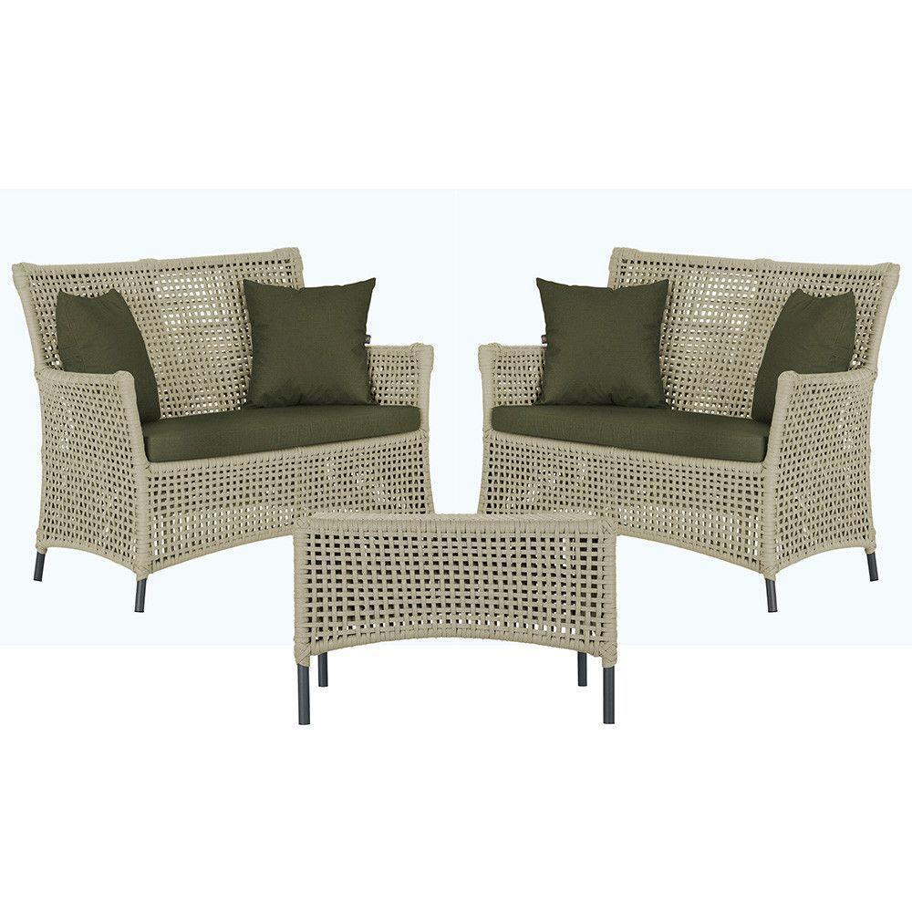 2 Sofás E Mesa Igapó Alumínio Preta Corda Náutica E13 Trama Rami - 1