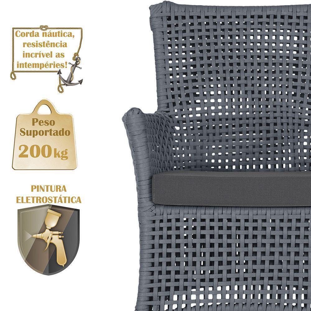 2 Sofás E Mesa Igapó Alumínio Fendi Corda Náutica E11 Trama Prata - 4