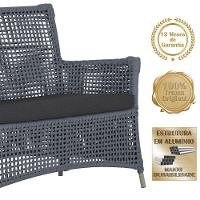 2 Sofás E Mesa Igapó Alumínio Fendi Corda Náutica E11 Trama Prata - 5