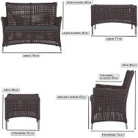 2 Sofás E Mesa Igapó Alumínio Fendi Corda Náutica E11 Trama Marrom - 5