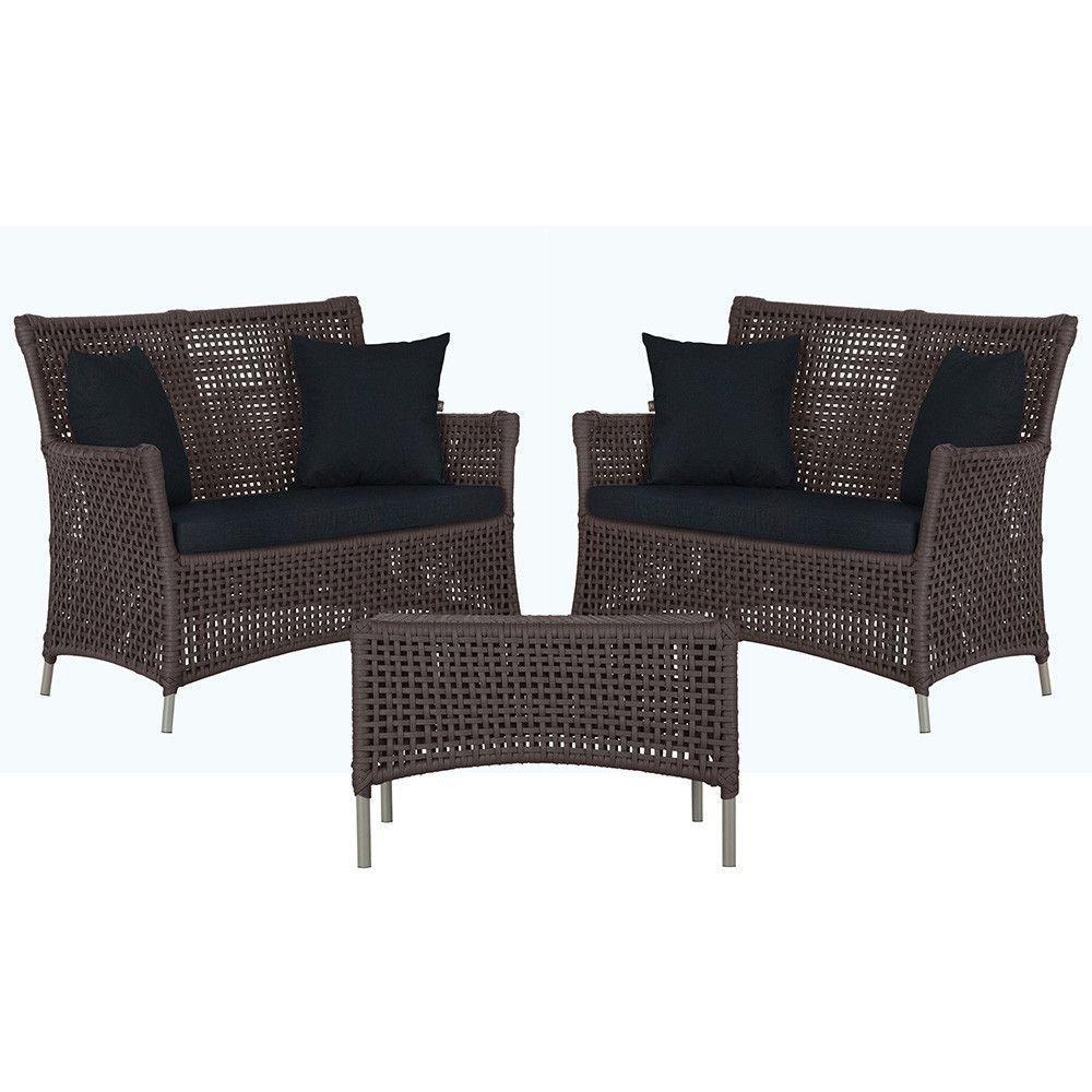 2 Sofás E Mesa Igapó Alumínio Fendi Corda Náutica E12 Trama Marrom - 1