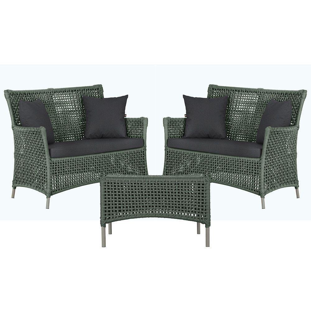 2 Sofás E Mesa Igapó Alumínio Fendi Corda Náutica E11 Trama Verde - 1