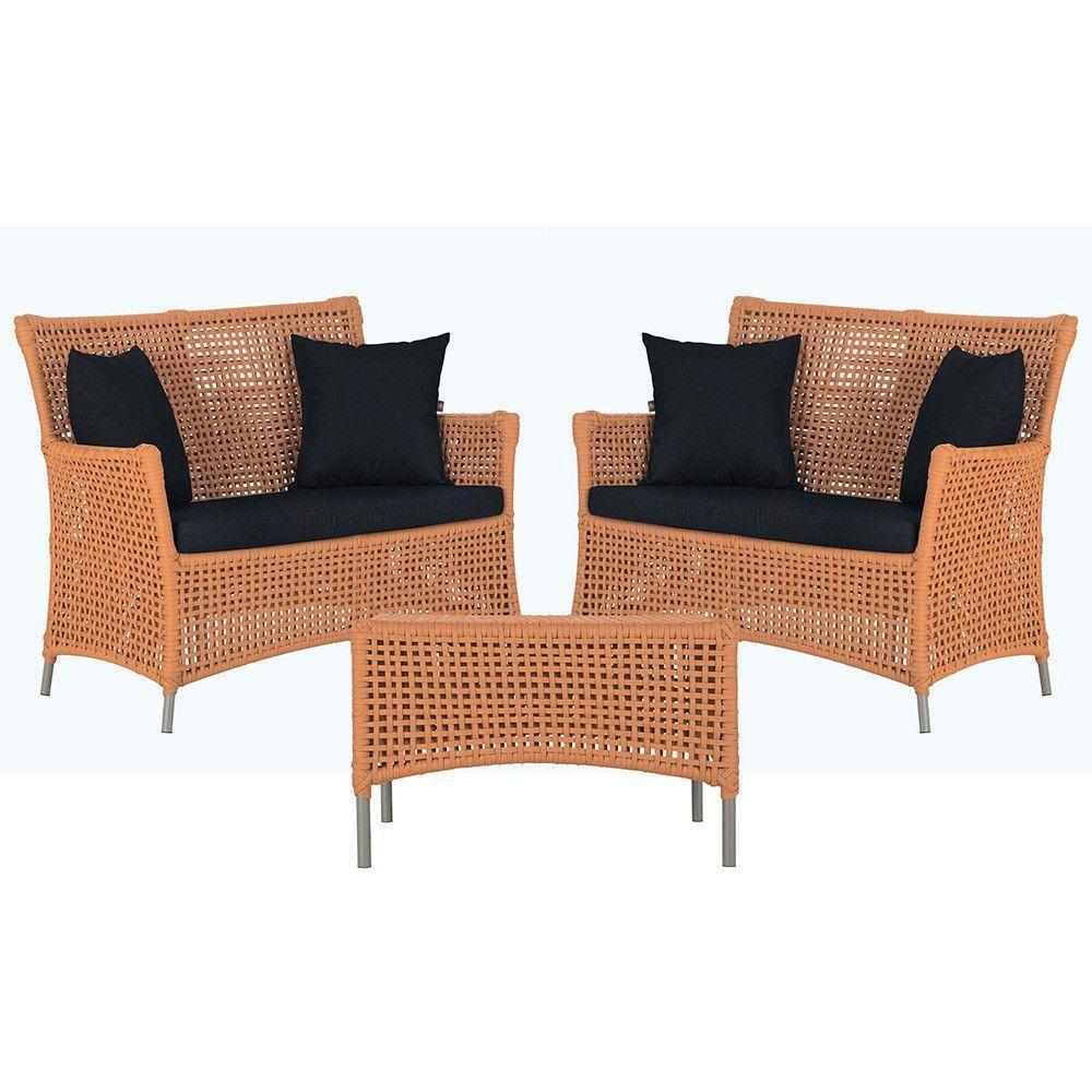 2 Sofás E Mesa Igapó Alumínio Fendi Corda Náutica E12 Trama Terra Cota - 1