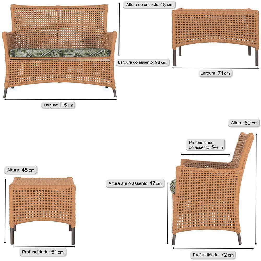 2 Sofás E Mesa Igapó Alumínio Marrom Corda Náutica E5 Trama Terra Cota - 5