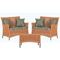 2 Sofás E Mesa Igapó Alumínio Marrom Corda Náutica E5 Trama Terra Cota - 1