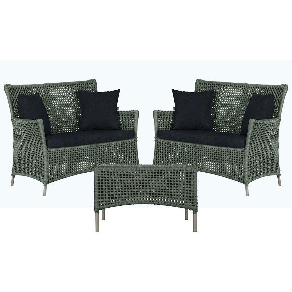 2 Sofás E Mesa Igapó Alumínio Fendi Corda Náutica E12 Trama Verde - 10