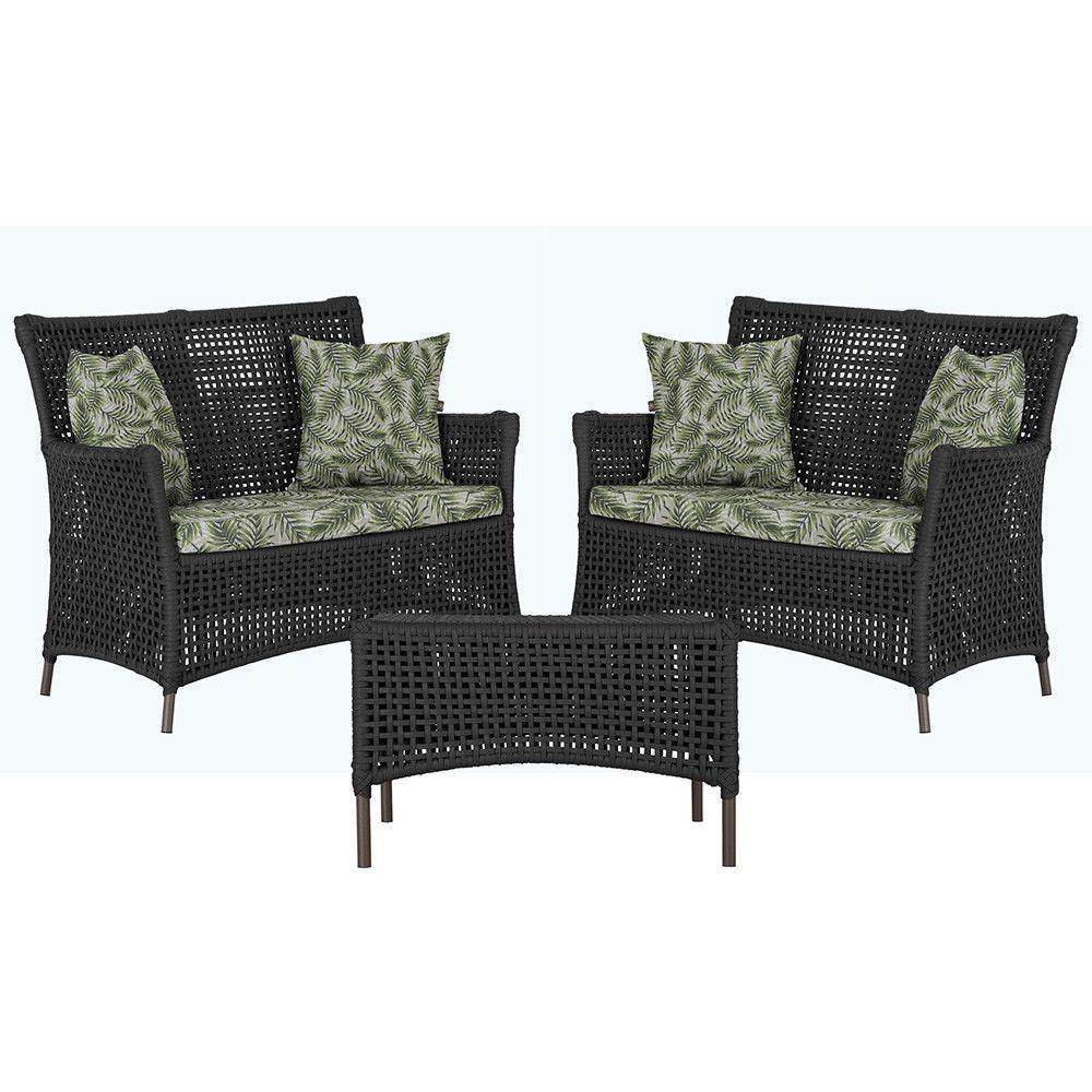 2 Sofás E Mesa Igapó Alumínio Marrom Corda Náutica E5 Trama Preto - 1