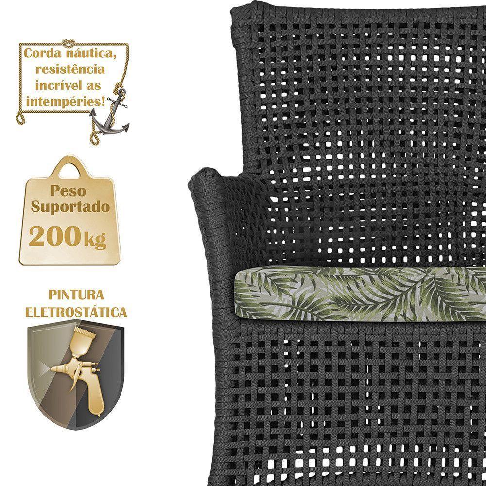 2 Sofás E Mesa Igapó Alumínio Marrom Corda Náutica E5 Trama Preto - 4