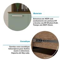 Cozinha Compacta 6 Portas E 2 Gavetas Com Tampo Luciane Móveis Carvalho Verde Mar - 3