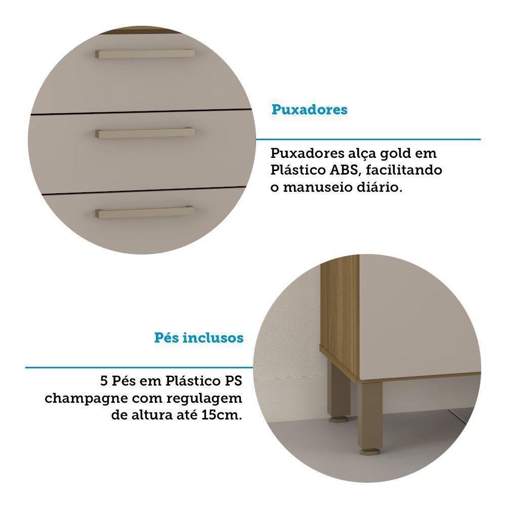 Cozinha Compacta 6 Portas E 2 Gavetas Com Tampo Luciane Móveis Carvalho Avelã Cinnamon - 2