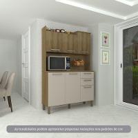 Cozinha Compacta 6 Portas E 2 Gavetas Com Tampo Luciane Móveis Carvalho Avelã Cinnamon - 1