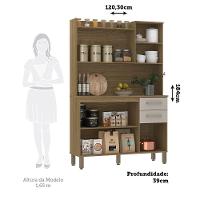 Cozinha Compacta 6 Portas E 2 Gavetas Com Tampo Luciane Móveis Carvalho Avelã Cinnamon - 4