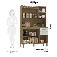 Cozinha Compacta 6 Portas E 2 Gavetas Com Tampo Luciane Móveis Carvalho Avelã Arenas - 4