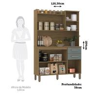 Cozinha Compacta 6 Portas E 2 Gavetas Com Tampo Luciane Móveis Carvalho Avelã Cinza Supremo - 4