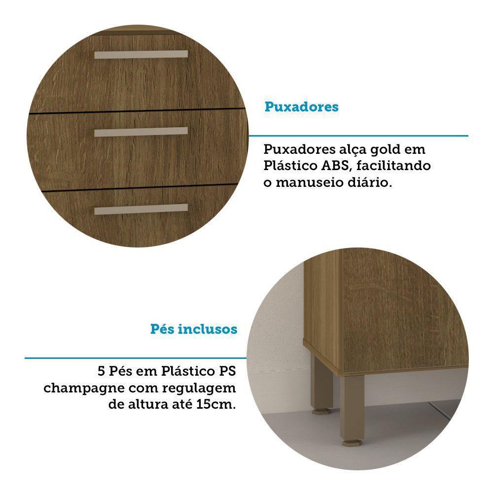 Cozinha Compacta 5 Portas E 2 Gavetas Com Tampo Luciane Móveis Carvalho Avelã - 2