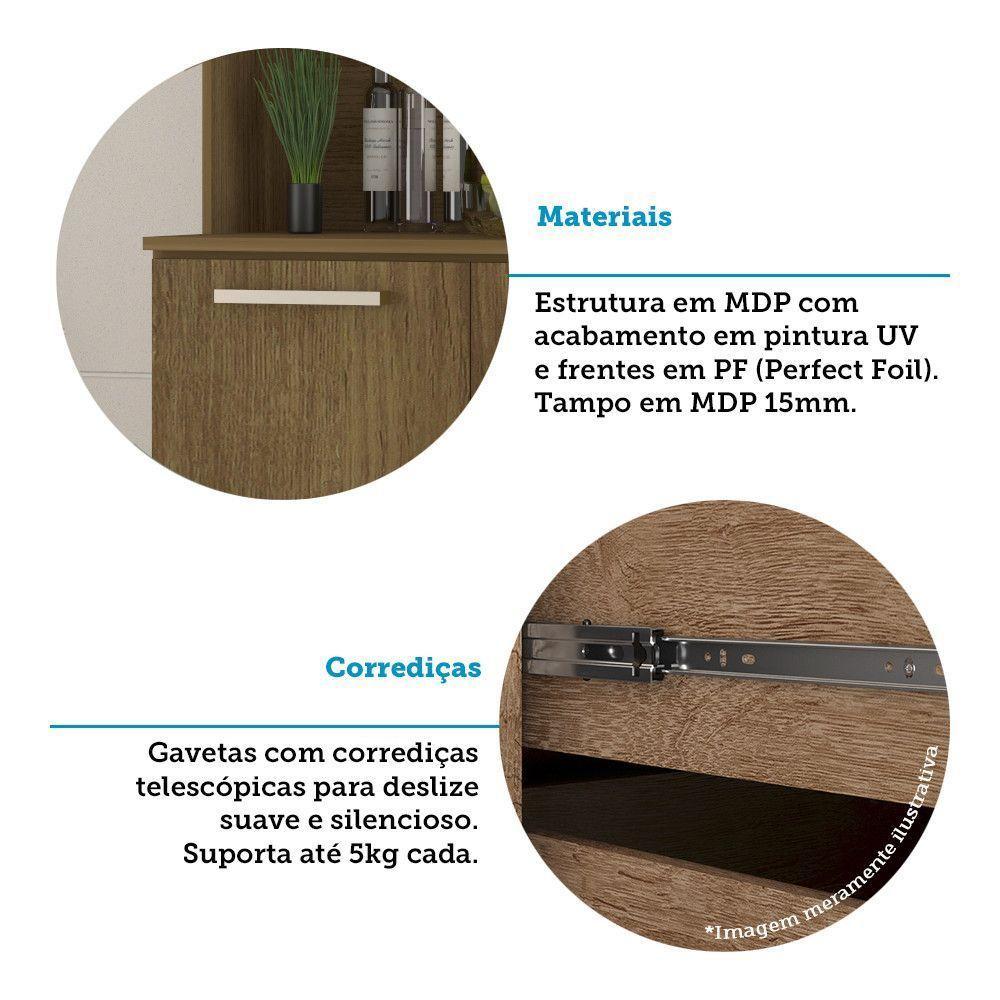Cozinha Compacta 5 Portas E 2 Gavetas Com Tampo Luciane Móveis Carvalho Avelã - 3