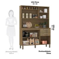 Cozinha Compacta 5 Portas E 2 Gavetas Com Tampo Luciane Móveis Carvalho Avelã - 4