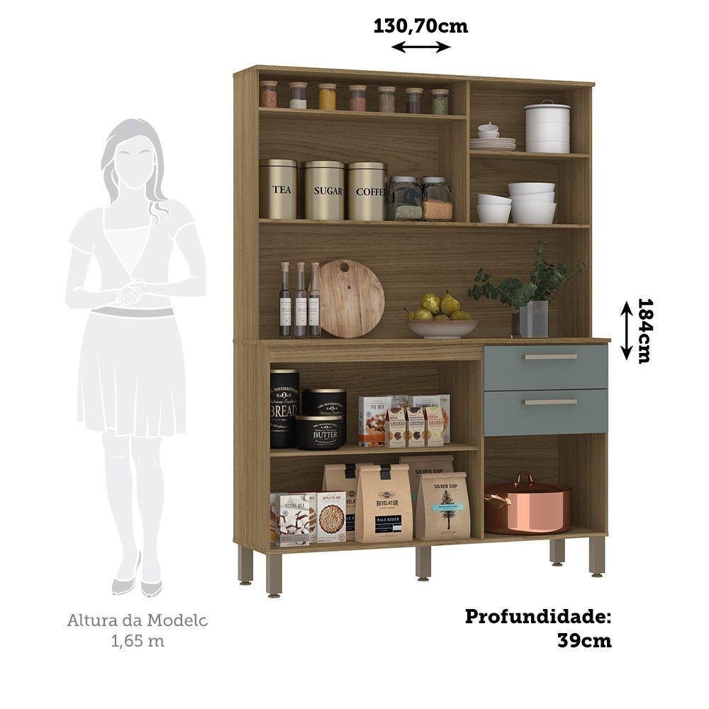 Cozinha Compacta 5 Portas E 2 Gavetas Com Tampo Luciane Móveis Carvalho Cinza Supremo - 4