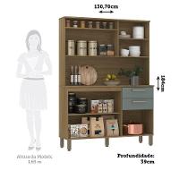 Cozinha Compacta 5 Portas E 2 Gavetas Com Tampo Luciane Móveis Carvalho Cinza Supremo - 4