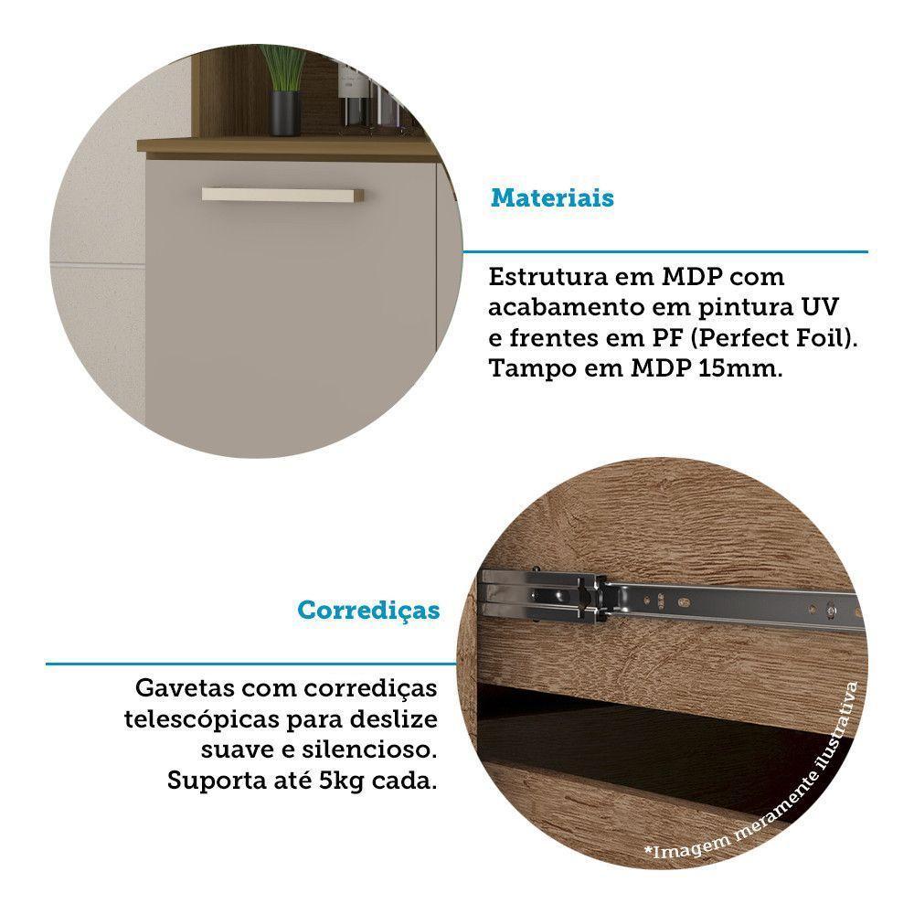Cozinha Compacta 5 Portas E 2 Gavetas Com Tampo Luciane Móveis Carvalho Avelã Cinnamon - 3
