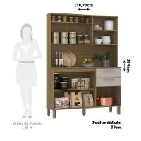 Cozinha Compacta 5 Portas E 2 Gavetas Com Tampo Luciane Móveis Carvalho Avelã Cinnamon - 4