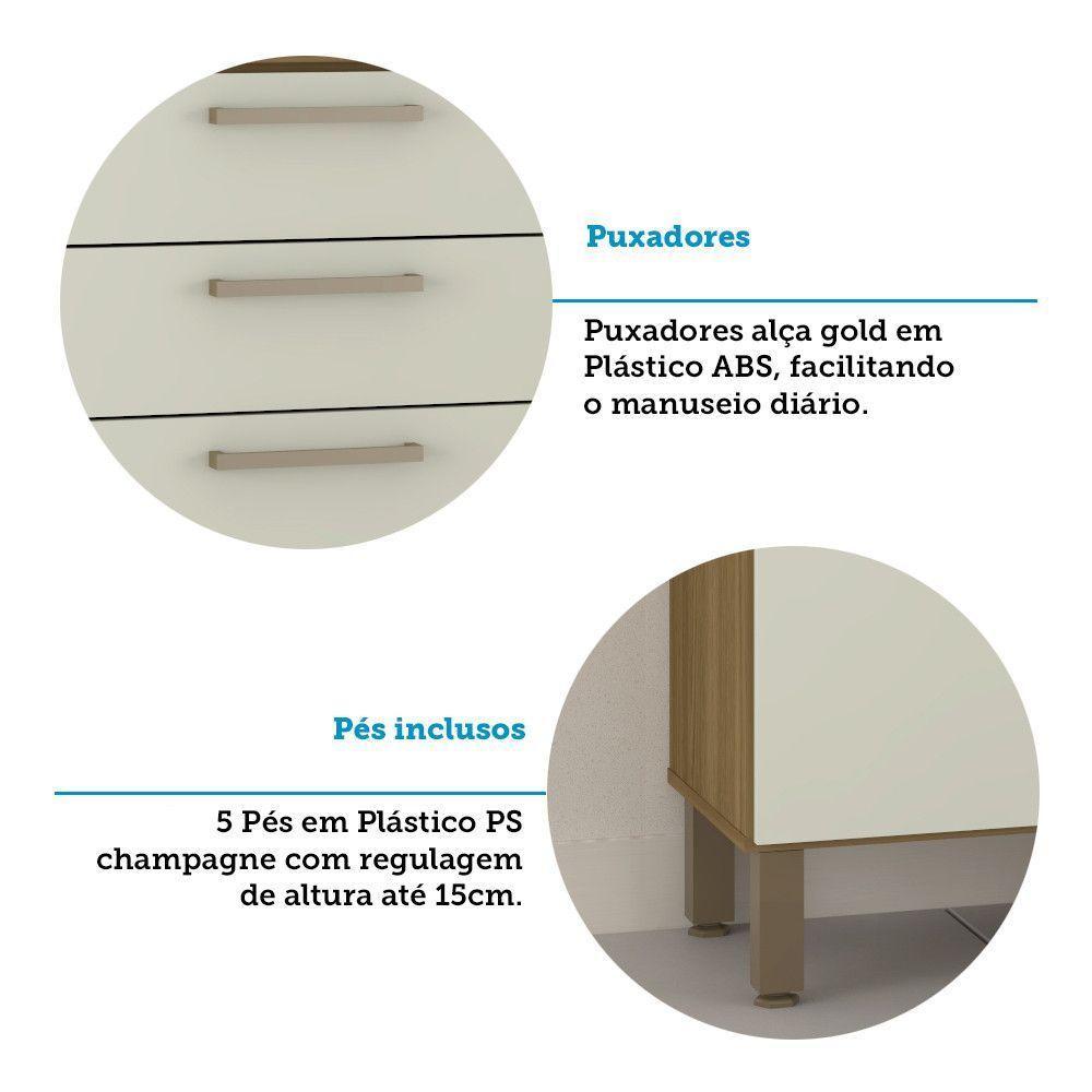 Cozinha Compacta 5 Portas E 2 Gavetas Com Tampo Luciane Móveis Carvalho Arenas - 2