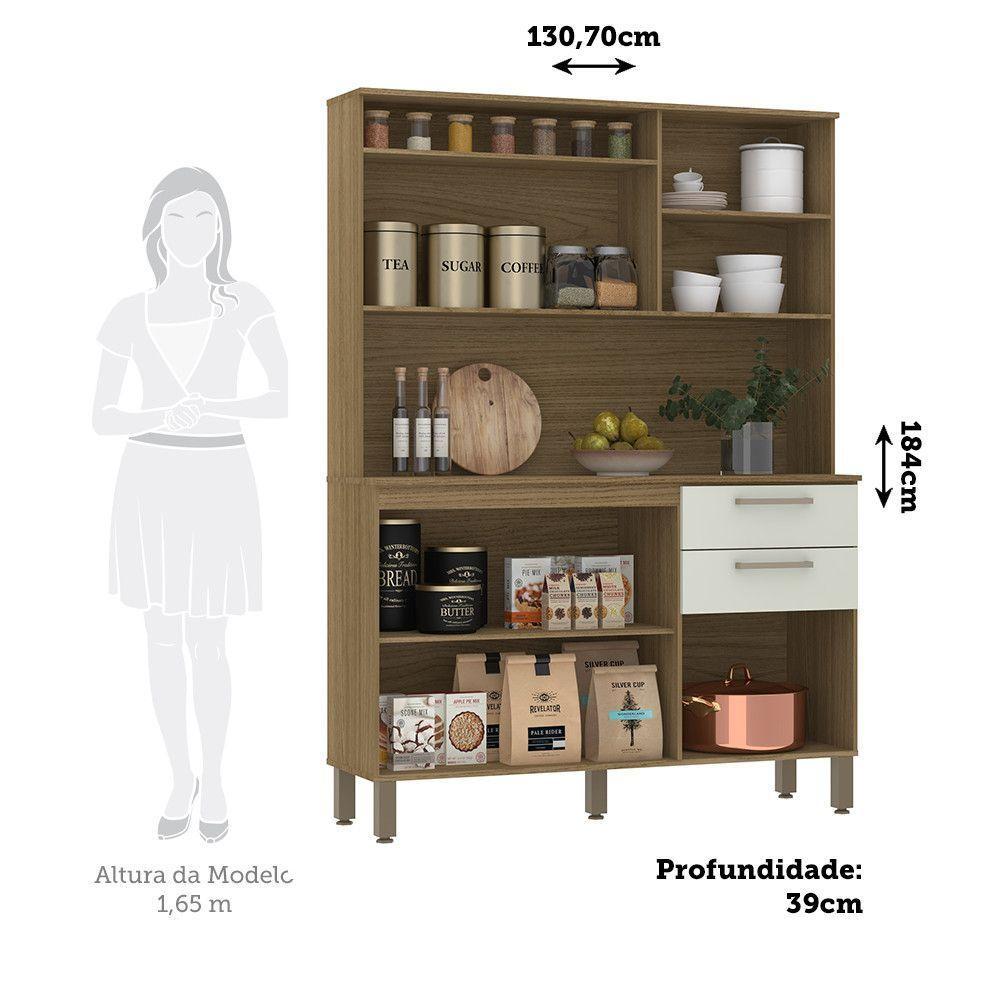 Cozinha Compacta 5 Portas E 2 Gavetas Com Tampo Luciane Móveis Carvalho Arenas - 4