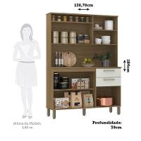 Cozinha Compacta 5 Portas E 2 Gavetas Com Tampo Luciane Móveis Carvalho Arenas - 4