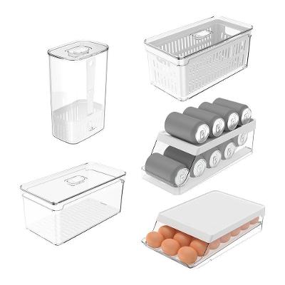 Kit Organizador de Geladeira Clear Fresh 5 Peças Transparente para Porta Ou