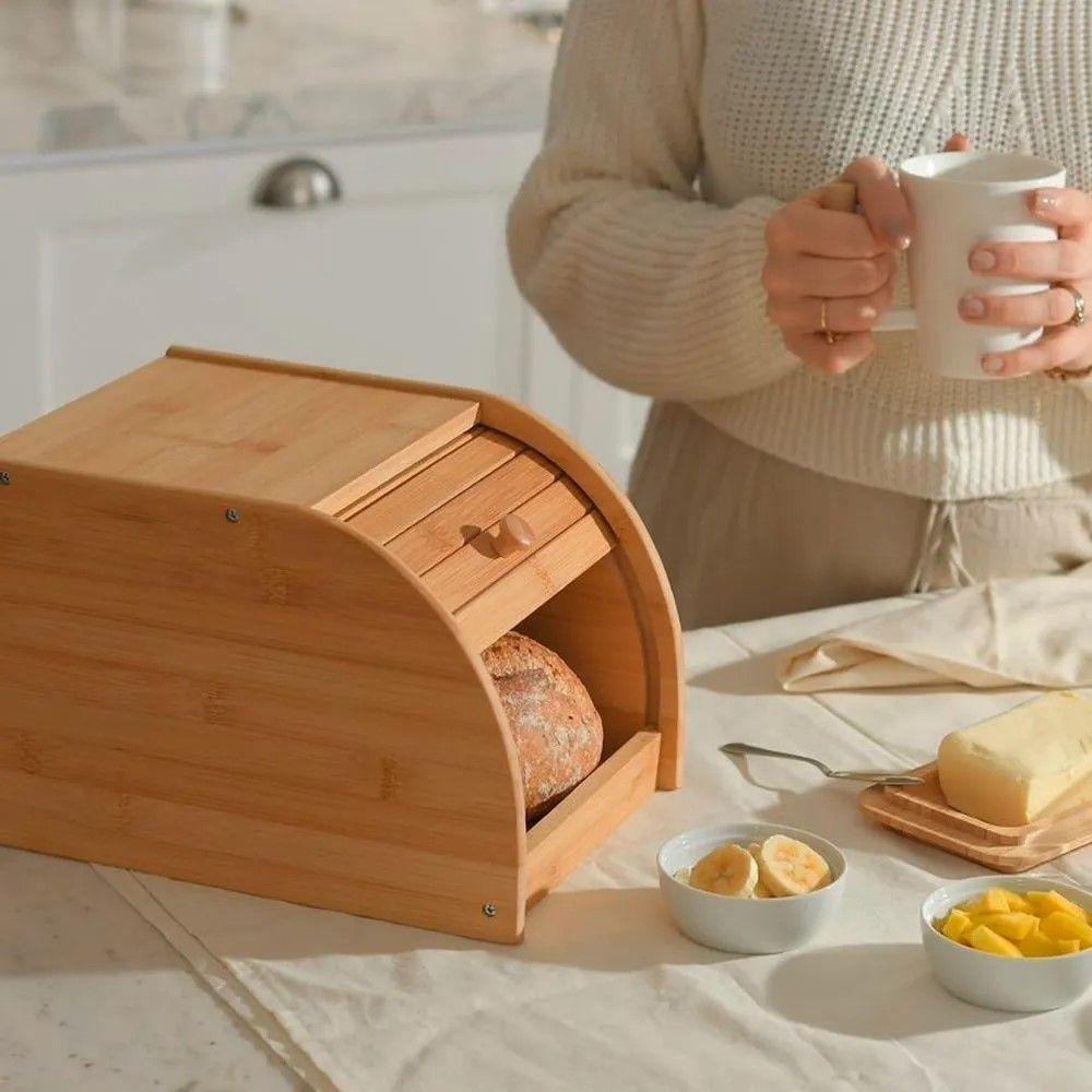 Kit Para Servir Com 01 Migalheira + 01 Porta Pão + 01 Boleira Em Bambu Ou - 2