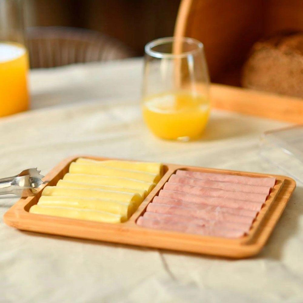 Kit Para Servir Com 01 Jarra De Vidro 1,15 L + 01 Porta Frios + 01 Boleira Em Bambu Ou - 2