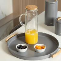 Kit Para Servir Com 01 Jarra De Vidro 1,15 L + 01 Porta Frios + 01 Boleira Em Bambu Ou - 3